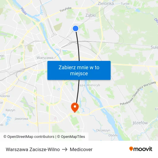 Warszawa Zacisze-Wilno to Medicover map