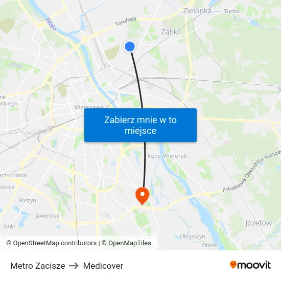 Metro Zacisze to Medicover map