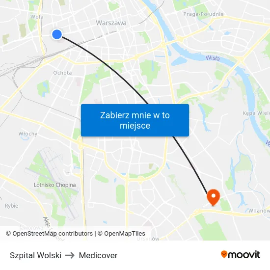 Szpital Wolski to Medicover map