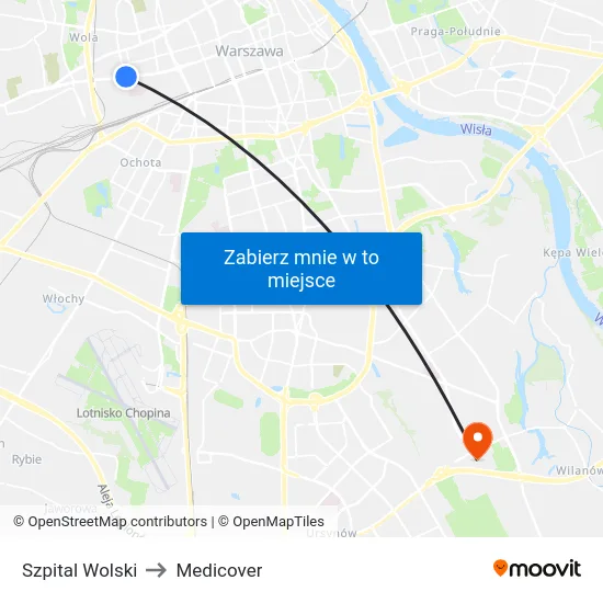 Szpital Wolski to Medicover map