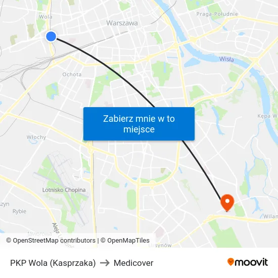 PKP Wola (Kasprzaka) to Medicover map