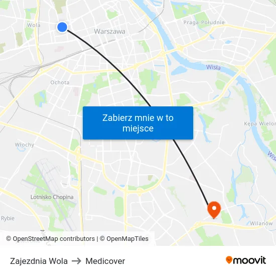 Zajezdnia Wola to Medicover map