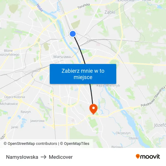 Namysłowska to Medicover map
