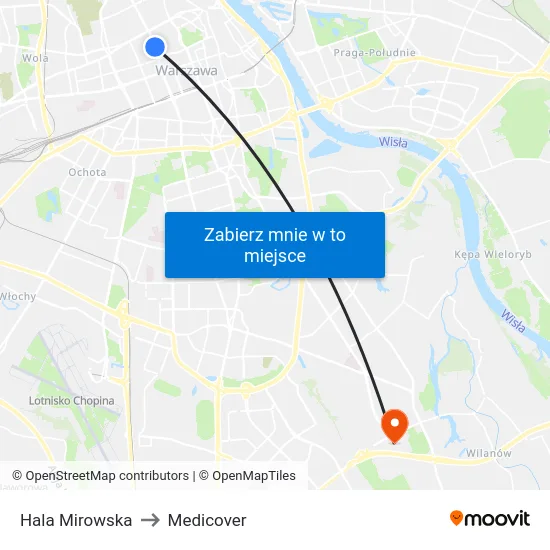 Hala Mirowska to Medicover map