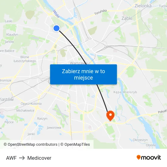 AWF to Medicover map