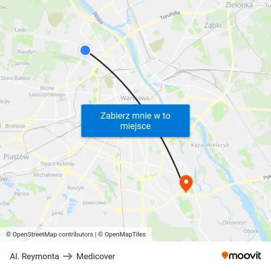 Al. Reymonta to Medicover map