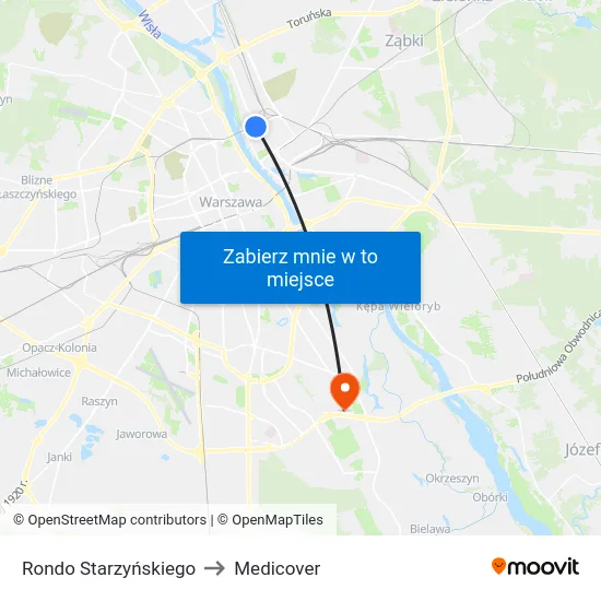Rondo Starzyńskiego to Medicover map