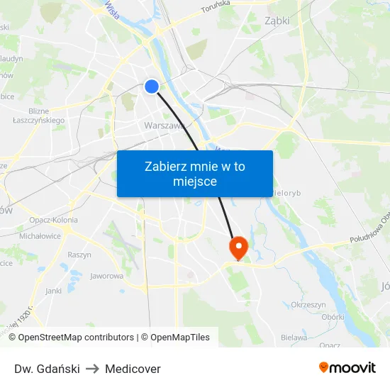 Dw. Gdański to Medicover map