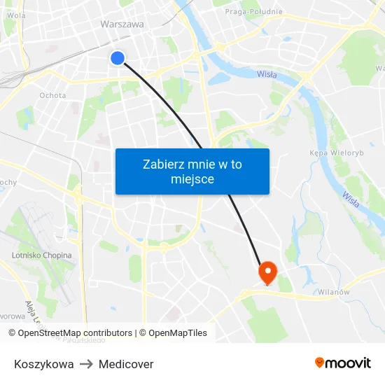 Koszykowa to Medicover map
