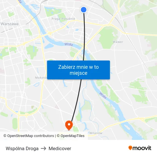 Wspólna Droga to Medicover map