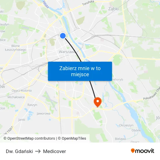 Dw. Gdański to Medicover map