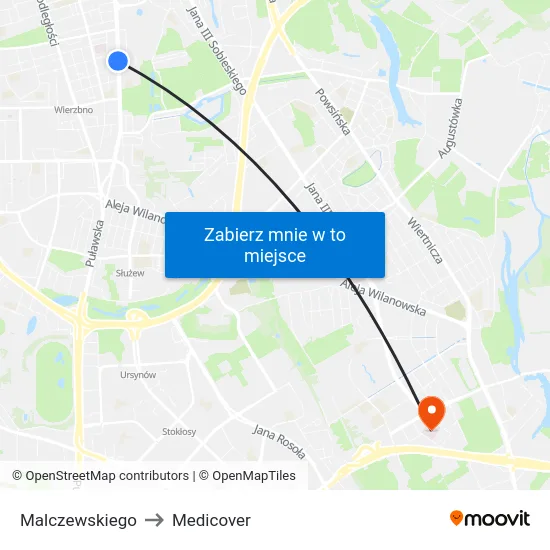 Malczewskiego to Medicover map