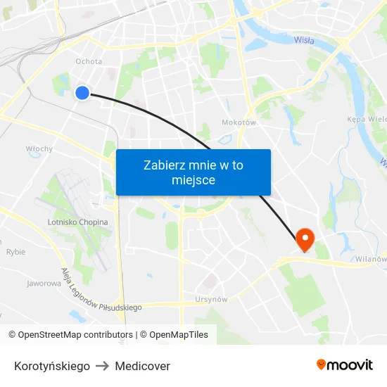 Korotyńskiego to Medicover map
