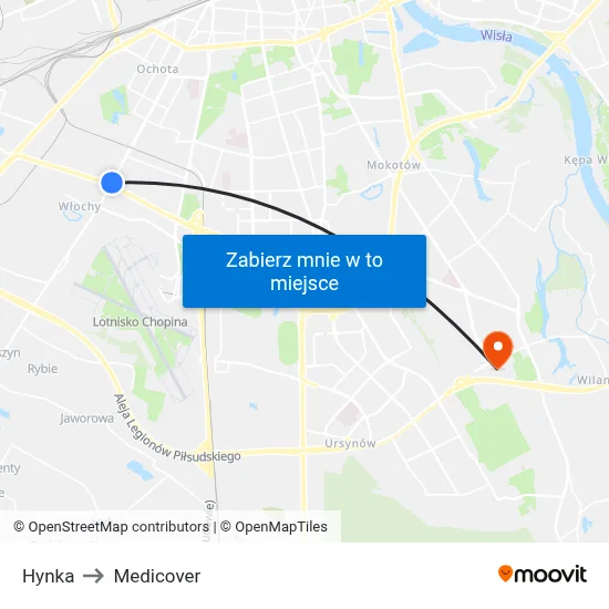 Hynka to Medicover map