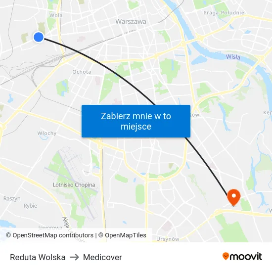 Reduta Wolska to Medicover map