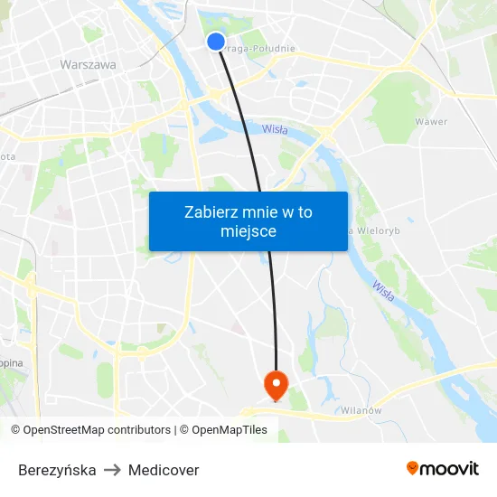 Berezyńska to Medicover map
