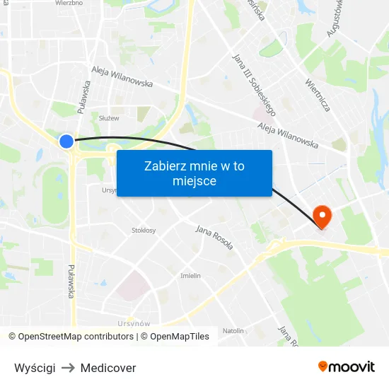 Wyścigi to Medicover map