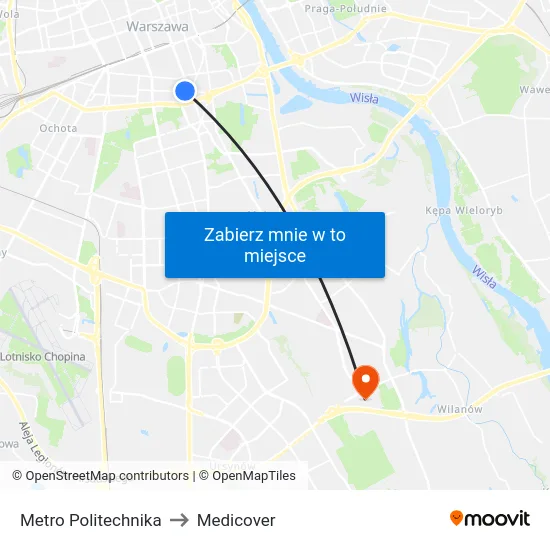 Metro Politechnika to Medicover map