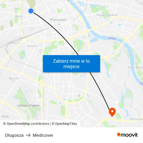 Długosza to Medicover map