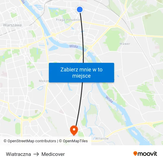 Wiatraczna to Medicover map