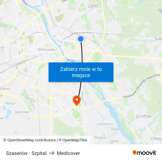 Szaserów - Szpital to Medicover map