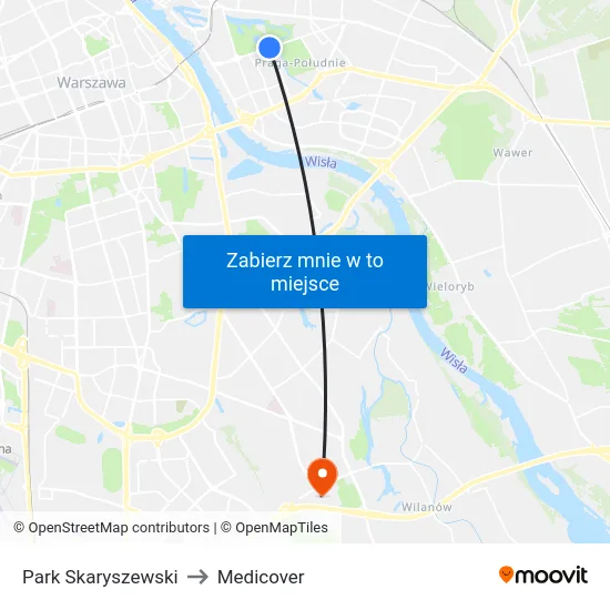 Park Skaryszewski to Medicover map