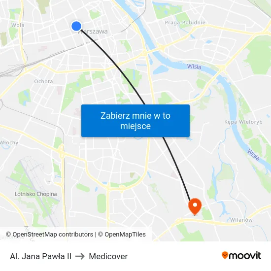 Al. Jana Pawła II to Medicover map