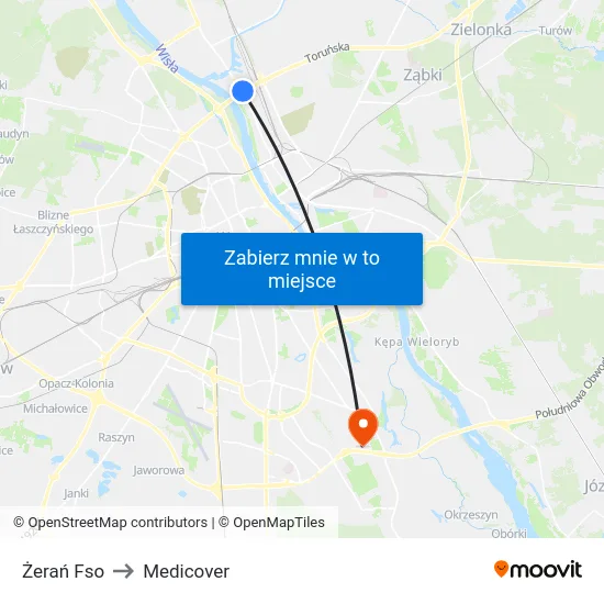 Żerań Fso to Medicover map