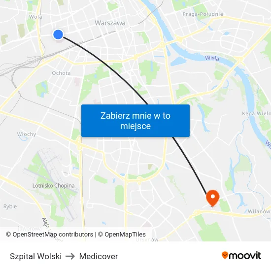 Szpital Wolski to Medicover map