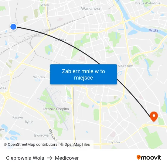 Ciepłownia Wola to Medicover map