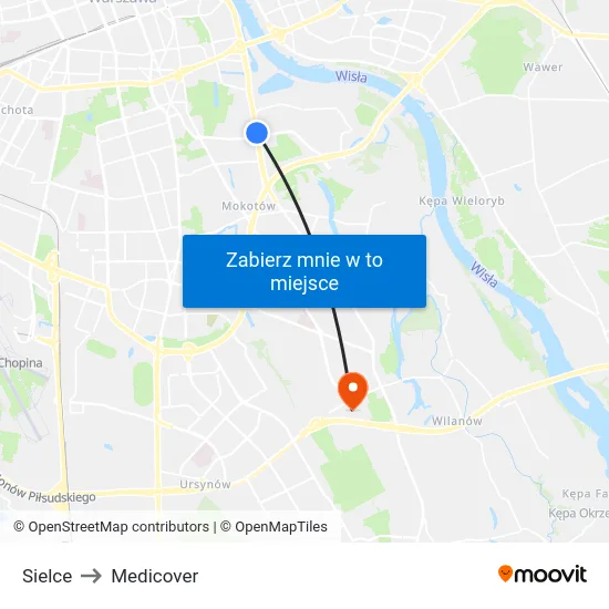 Sielce to Medicover map