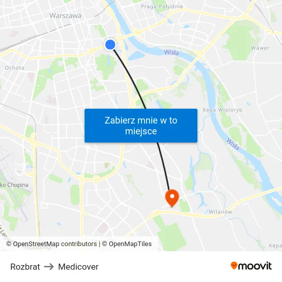 Rozbrat to Medicover map