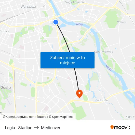 Legia - Stadion to Medicover map