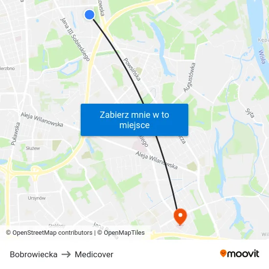 Bobrowiecka to Medicover map