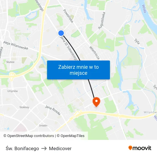 Św. Bonifacego to Medicover map
