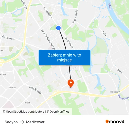 Sadyba to Medicover map