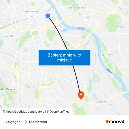 Książęca to Medicover map