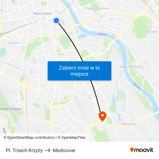 Pl. Trzech Krzyży to Medicover map