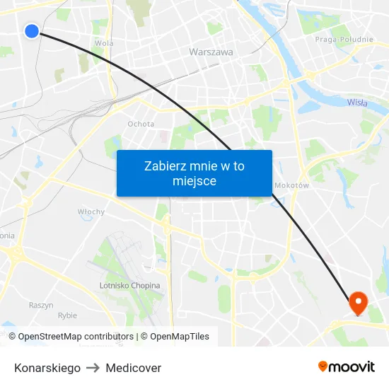 Konarskiego to Medicover map