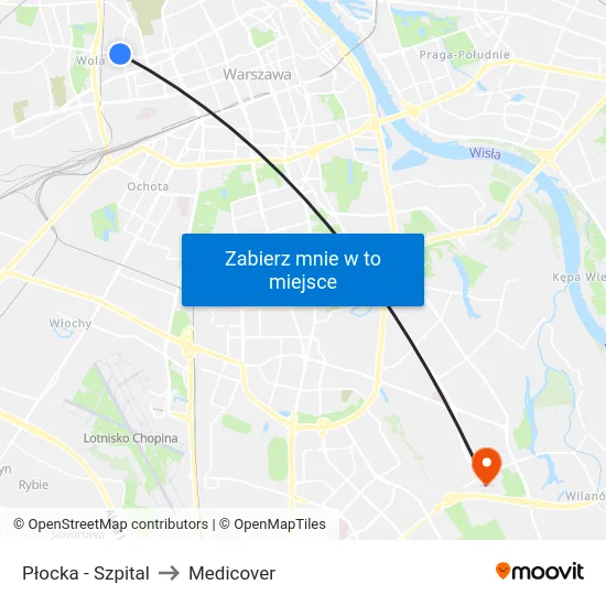 Płocka - Szpital to Medicover map