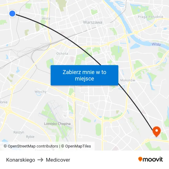Konarskiego to Medicover map