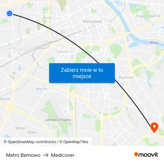 Metro Bemowo to Medicover map