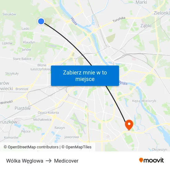 Wólka Węglowa to Medicover map