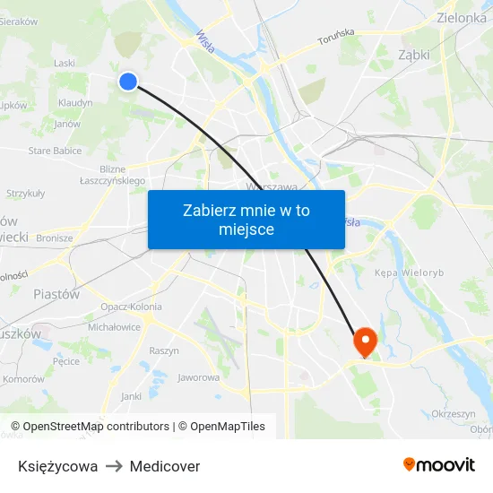 Księżycowa to Medicover map