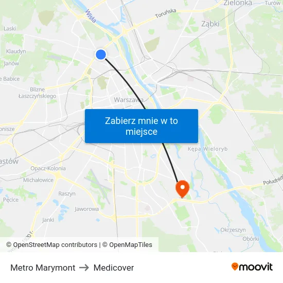 Metro Marymont to Medicover map