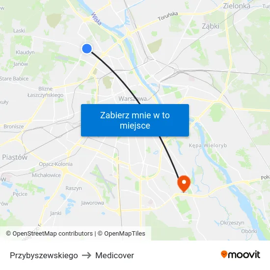 Przybyszewskiego to Medicover map