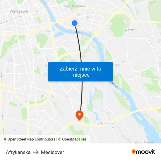 Afrykańska to Medicover map