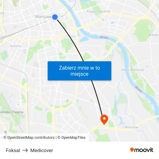 Foksal to Medicover map