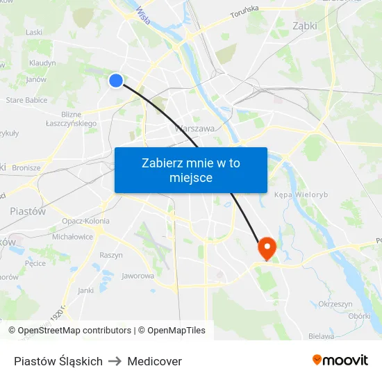 Piastów Śląskich to Medicover map