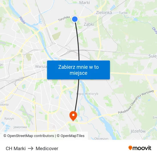 CH Marki to Medicover map